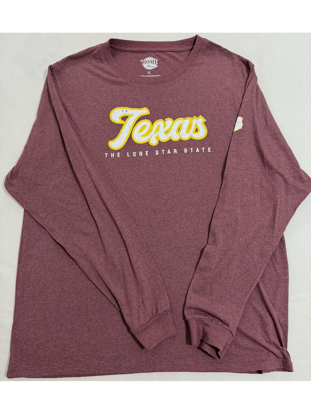 Texas The Lone Star State Long Sleeve Shirt Mens XL Maroon Home Free Graphic
